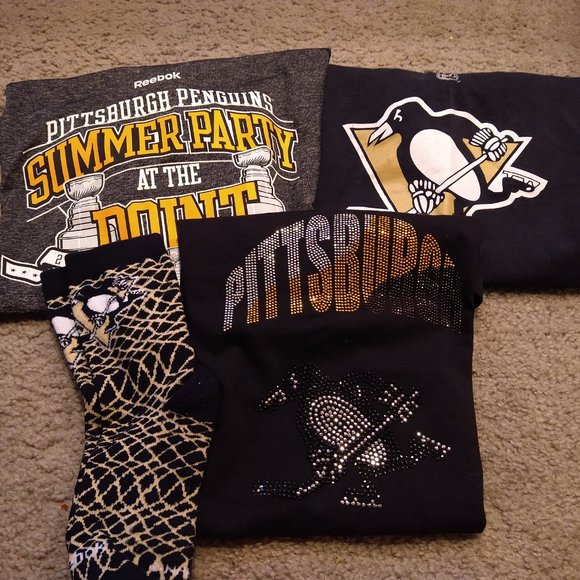 PITTSBURGH PENGUINS FAMILY OF T-SHIRTS & SOCKS - ALL SIZES - SPARKLY - Picture 10 of 10